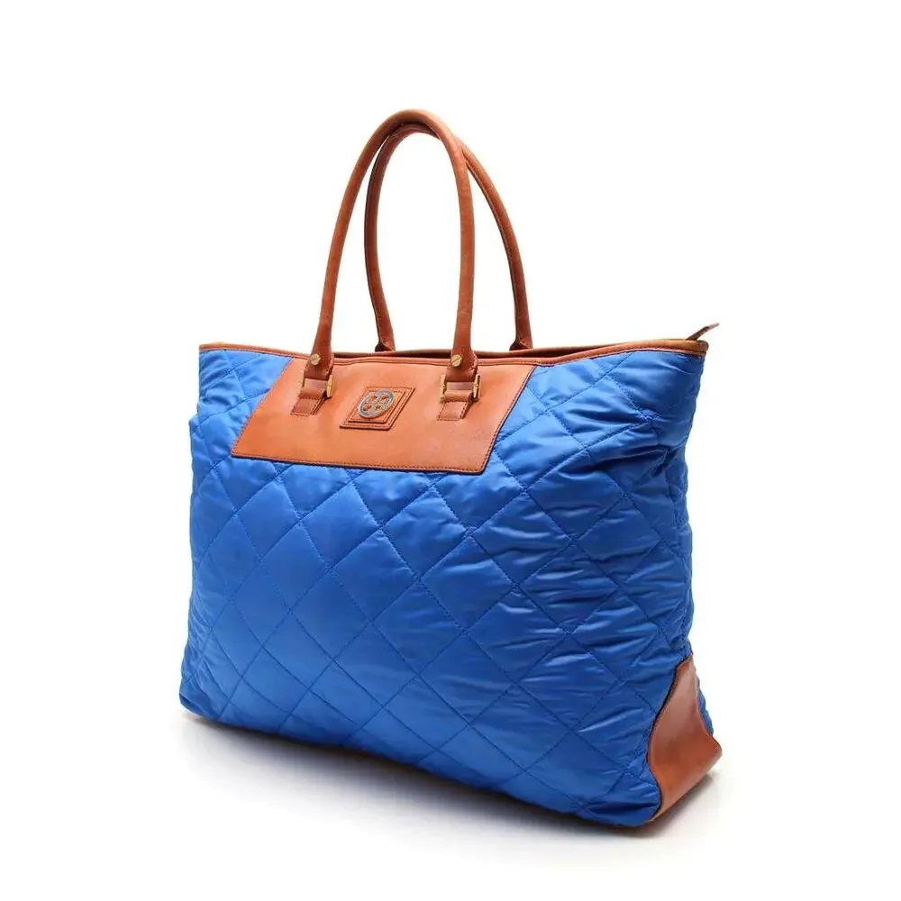 Tory Burch Large Royal Blue Quilted Tote Shoulder Bag